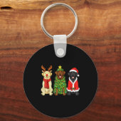 Retro Christmas Labrador Retriever Santa Reindeer Sleutelhanger (Voorkant)