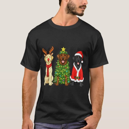 Retro Christmas Labrador Retriever Santa Reindeer T-shirt (Voorkant)