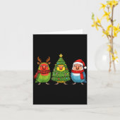 Retro Christmas Lovebird Parrot Santa Reindeer  Kaart (Gele Bloem)