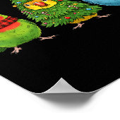 Retro Christmas Lovebird Parrot Santa Reindeer  Poster (Hoek)