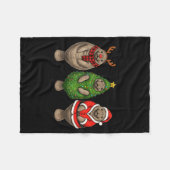 Retro Christmas Manatee Santa Reindeer  Fleece Deken (Voorkant (Horizontaal))