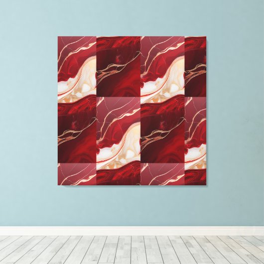 Retro Christmas Marble Elegance – Premium Wrapped Canvas Afdruk (Insitu (Houten vloer))