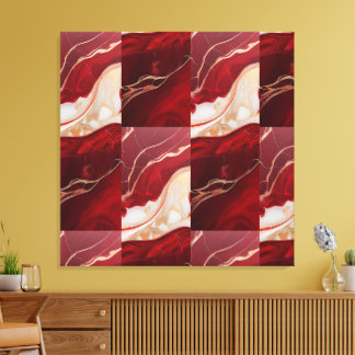 Retro Christmas Marble Elegance – Premium Wrapped Canvas Afdruk
