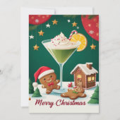 Retro Christmas Martini Gingerbread Feestdagenkaart (Voorkant)