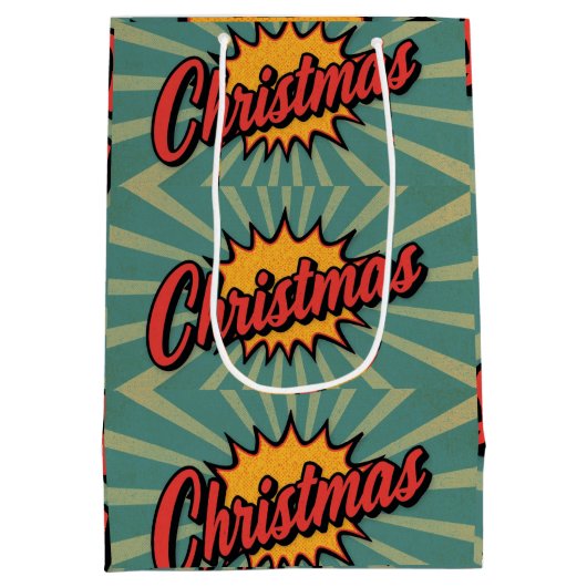 Retro Christmas Medium Cadeauzakje (Achterkant)