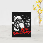 Retro Christmas Mele Kalikimaka Santa Shaka Hawaii Kaart (Gele Bloem)