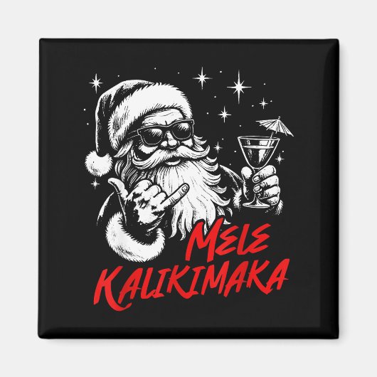 Retro Christmas Mele Kalikimaka Santa Shaka Hawaii Magneet (Voorkant)