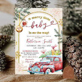 Retro Christmas Merry Little Baby shower Kaart
