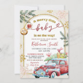 Retro Christmas Merry Little Baby shower Kaart (Voorkant)
