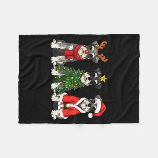 Retro Christmas Miniature Schnauzer Santa Reindeer Fleece Deken (Voorkant (Horizontaal))