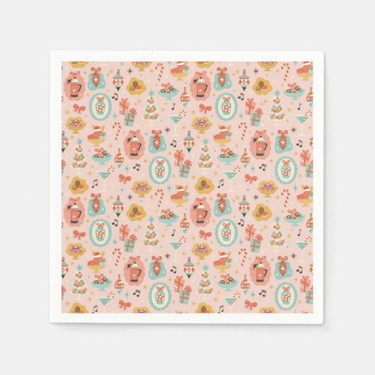 Retro Christmas Napkins Servet (Voorkant)