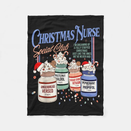 Retro Christmas Nurse Social Icu Nurse Profol Xmas Fleece Deken (Voorkant)