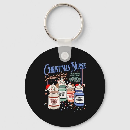 Retro Christmas Nurse Social Icu Nurse Profol Xmas Sleutelhanger (Voorkant)