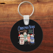 Retro Christmas Nurse Social Icu Nurse Profol Xmas Sleutelhanger (Voorkant)