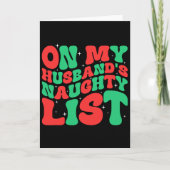 Retro Christmas On My Husbynds Naughty List  Kaart (Voorkant)