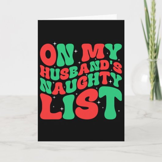 Retro Christmas On My Husbynds Naughty List  Kaart (Voorkant)