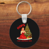Retro Christmas Oops I Got Another Tree Funny Sayi Sleutelhanger (Voorkant)