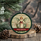 Retro Christmas Ornament Green Red Angel Design
