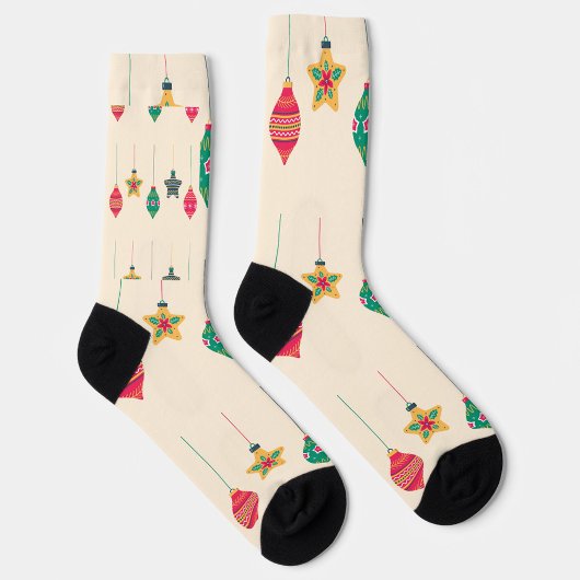 Retro Christmas Ornament Pattern Holiday Socks Sokken