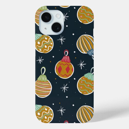 Retro Christmas Ornament Pattern Phone Case (Achterkant)