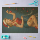 Retro Christmas Ornament Pin-Up Decoupage Tissuepapier (Craft)