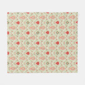 Retro Christmas Ornament Pink, Red, Green  Fleece Deken (Voorkant (Horizontaal))