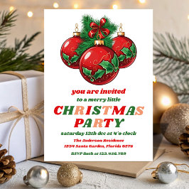 Retro Christmas Ornaments Editable Holiday Party Kaart