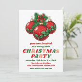 Retro Christmas Ornaments Editable Holiday Party Kaart (Staand voorkant)