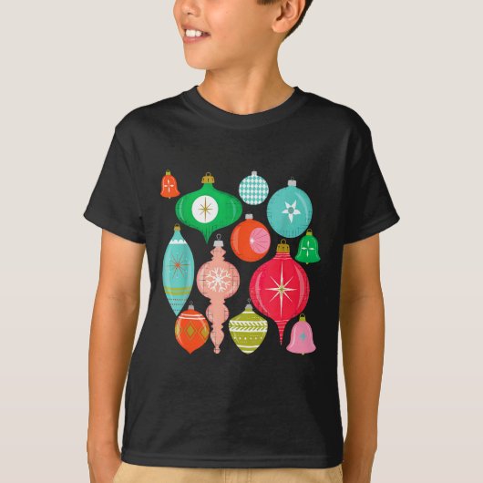 Retro Christmas Ornaments Mid Century Modern T-shirt (Voorkant)