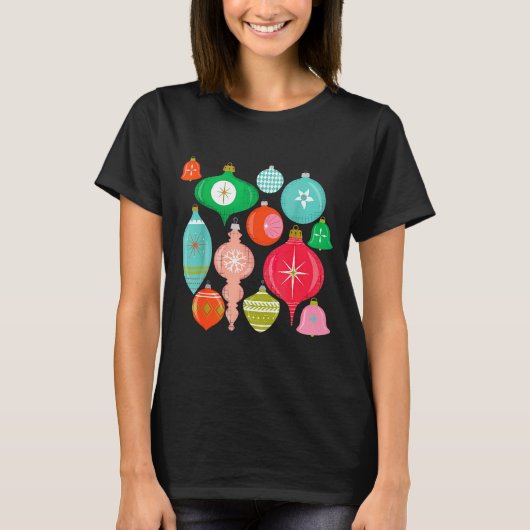 Retro Christmas Ornaments Mid Century Modern  T-shirt (Voorkant)