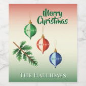 Retro Christmas Ornaments Wijn Etiket (Enkel label)