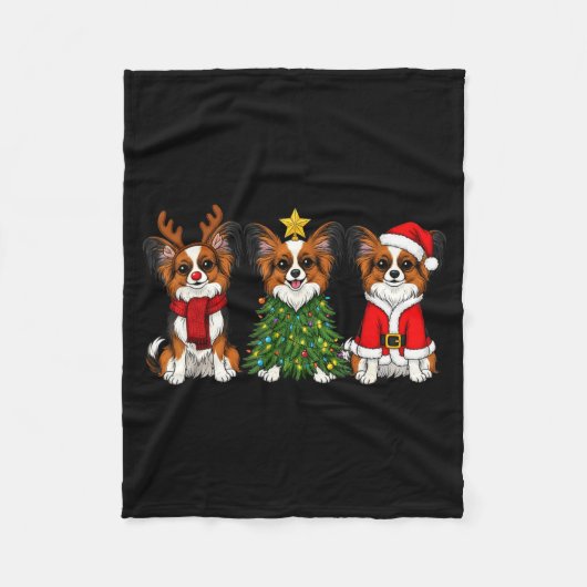 Retro Christmas Pallon Dog Lover Santa Reindeer Fleece Deken (Voorkant)