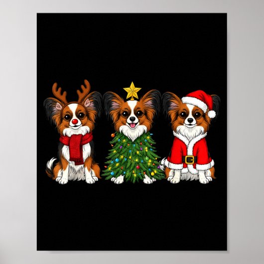 Retro Christmas Pallon Dog Lover Santa Reindeer  Poster (Voorkant)