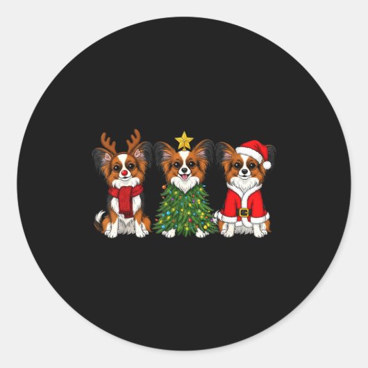 Retro Christmas Pallon Dog Lover Santa Reindeer  Ronde Sticker (Voorkant)