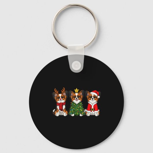 Retro Christmas Pallon Dog Lover Santa Reindeer Sleutelhanger (Voorkant)