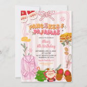 Retro Christmas Pancake and Pajama Party Birthday Kaart (Voorkant)
