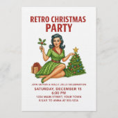 Retro Christmas Party Invitation | Vintage Pin-Up Kaart (Voorkant)
