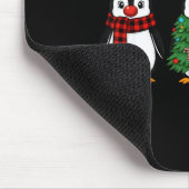 Retro Christmas Penguin Santa Reindeer  Muismat (Hoek)