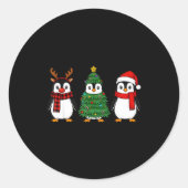 Retro Christmas Penguin Santa Reindeer  Ronde Sticker (Voorkant)