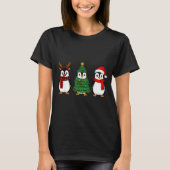 Retro Christmas Penguin Santa Reindeer  T-shirt (Voorkant)