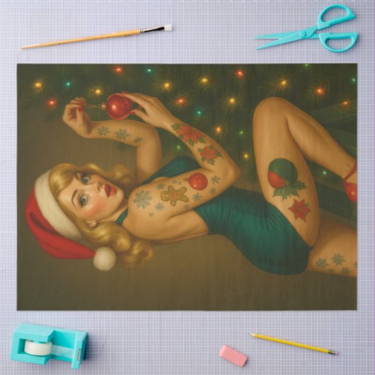 Retro Christmas Pin-Up Ornament Beauty — Holiday Tissuepapier (Craft)