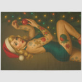 Retro Christmas Pin-Up Ornament Beauty — Holiday Tissuepapier (Voorkant)