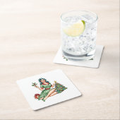 Retro Christmas Pin-Up Paper Coaster Kartonnen Onderzetters (Insitu)