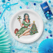Retro Christmas Pin-Up Paper Plate Papieren Bordje (Feest)