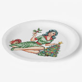 Retro Christmas Pin-Up Paper Plate Papieren Bordje (Gekanteld)