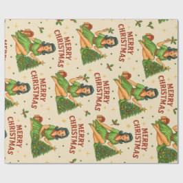 Retro Christmas Pin-Up Wrapping Paper  Cadeaupapier
