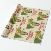 Retro Christmas Pin-Up Wrapping Paper  Cadeaupapier (Uitgerold)
