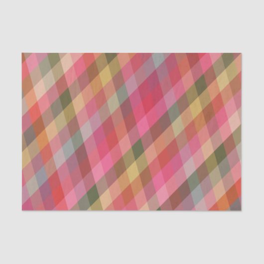 Retro Christmas Plaid Aardse Rode Preppy Vakantie Tissuepapier (Voorkant)