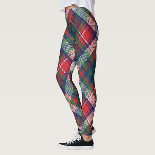 Retro Christmas Plaid Rood Blauw Groen Leggings (Links)