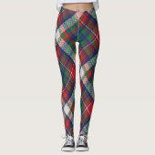 Retro Christmas Plaid Rood Blauw Groen Leggings (Voorkant)
